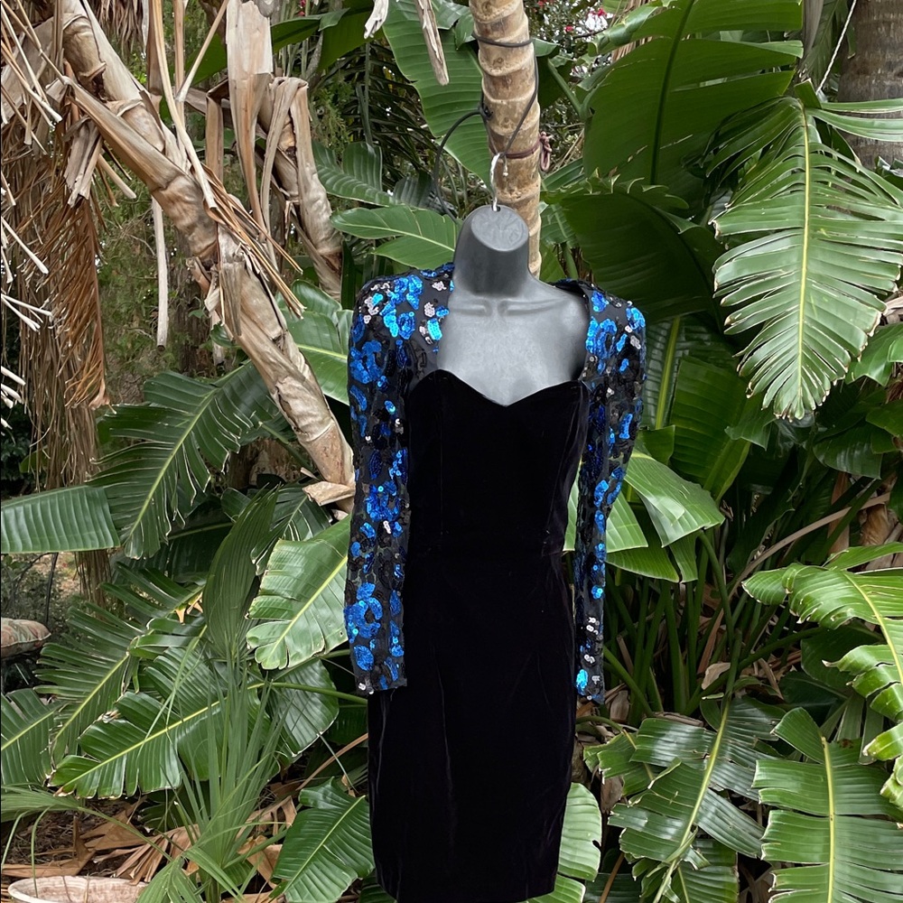 vintage 80s velvet wiggle dress with power shoulders